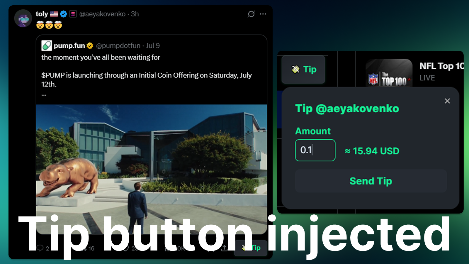 Tip on X